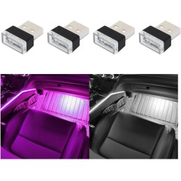 4 PCS USB LED Car Interior Atmosphere Lamp, Plug-in USB Decor Night Light, Portable Auto Ambient Lighting Kit, Universal Vehicle