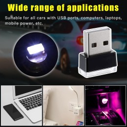 4 PCS USB LED Car Interior Atmosphere Lamp, Plug-in USB Decor Night Light, Portable Auto Ambient Lighting Kit, Universal Vehicle