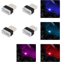 4 PCS USB LED Car Interior Atmosphere Lamp, Plug-in USB Decor Night Light, Portable Auto Ambient Lighting Kit, Universal Vehicle