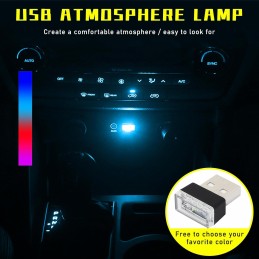 4 PCS USB LED Car Interior Atmosphere Lamp, Plug-in USB Decor Night Light, Portable Auto Ambient Lighting Kit, Universal Vehicle