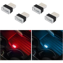 4 PCS USB LED Car Interior Atmosphere Lamp, Plug-in USB Decor Night Light, Portable Auto Ambient Lighting Kit, Universal Vehicle