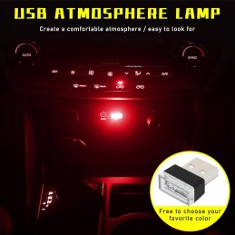 4 PCS USB LED Car Interior Atmosphere Lamp, Plug-in USB Decor Night Light, Portable Auto Ambient Lighting Kit, Universal Vehicle