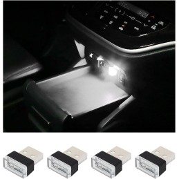 4 PCS USB LED Car Interior Atmosphere Lamp, Plug-in USB Decor Night Light, Portable Auto Ambient Lighting Kit, Universal Vehicle