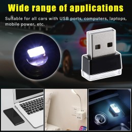 4 PCS USB LED Car Interior Atmosphere Lamp, Plug-in USB Decor Night Light, Portable Auto Ambient Lighting Kit, Universal Vehicle