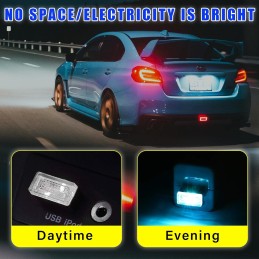 4 PCS USB LED Car Interior Atmosphere Lamp, Plug-in USB Decor Night Light, Portable Auto Ambient Lighting Kit, Universal Vehicle