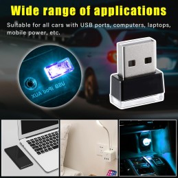 4 PCS USB LED Car Interior Atmosphere Lamp, Plug-in USB Decor Night Light, Portable Auto Ambient Lighting Kit, Universal Vehicle