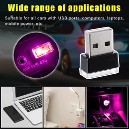 4 PCS USB LED Car Interior Atmosphere Lamp, Plug-in USB Decor Night Light, Portable Auto Ambient Lighting Kit, Universal Vehicle