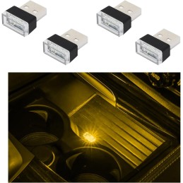 4 PCS USB LED Car Interior Atmosphere Lamp, Plug-in USB Decor Night Light, Portable Auto Ambient Lighting Kit, Universal Vehicle