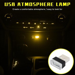 4 PCS USB LED Car Interior Atmosphere Lamp, Plug-in USB Decor Night Light, Portable Auto Ambient Lighting Kit, Universal Vehicle