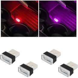 4 PCS USB LED Car Interior Atmosphere Lamp, Plug-in USB Decor Night Light, Portable Auto Ambient Lighting Kit, Universal Vehicle