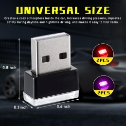 4 PCS USB LED Car Interior Atmosphere Lamp, Plug-in USB Decor Night Light, Portable Auto Ambient Lighting Kit, Universal Vehicle