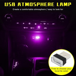 4 PCS USB LED Car Interior Atmosphere Lamp, Plug-in USB Decor Night Light, Portable Auto Ambient Lighting Kit, Universal Vehicle