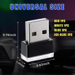 4 PCS USB LED Car Interior Atmosphere Lamp, Plug-in USB Decor Night Light, Portable Auto Ambient Lighting Kit, Universal Vehicle