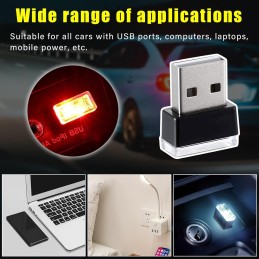 4 PCS USB LED Car Interior Atmosphere Lamp, Plug-in USB Decor Night Light, Portable Auto Ambient Lighting Kit, Universal Vehicle