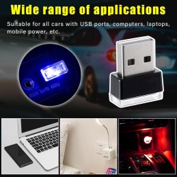 4 PCS USB LED Car Interior Atmosphere Lamp, Plug-in USB Decor Night Light, Portable Auto Ambient Lighting Kit, Universal Vehicle
