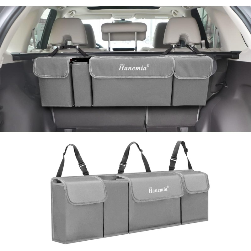 Car Trunk Organizer and Storage, Backseat Hanging Organizer for SUV, Truck, MPV, Waterproof, Collapsible Cargo Storage Bag with