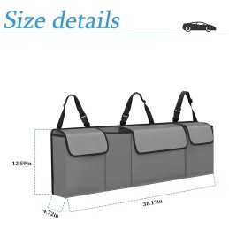 Car Trunk Organizer and Storage, Backseat Hanging Organizer for SUV, Truck, MPV, Waterproof, Collapsible Cargo Storage Bag with