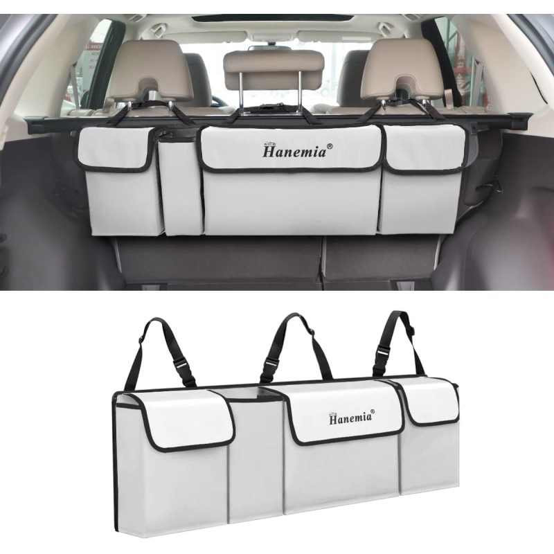 Car Trunk Organizer and Storage, Backseat Hanging Organizer for SUV, Truck, MPV, Waterproof, Collapsible Cargo Storage Bag with