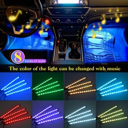 Nilight 48 LEDs DC 5V Multicolor Music Car Strip Light Under Dash Lighting Kit with Sound Active Function and Wireless Remote