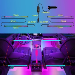 Nilight 48 LEDs DC 5V Multicolor Music Car Strip Light Under Dash Lighting Kit with Sound Active Function and Wireless Remote