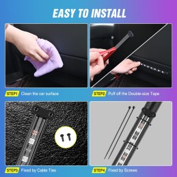 Nilight 48 LEDs DC 5V Multicolor Music Car Strip Light Under Dash Lighting Kit with Sound Active Function and Wireless Remote