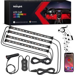 Nilight 48 LEDs DC 5V Multicolor Music Car Strip Light Under Dash Lighting Kit with Sound Active Function and Wireless Remote