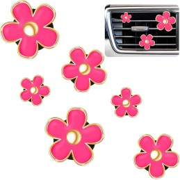 Frienda 6 Pcs Daisy Flower Air Vent Clip Air Freshener Outlet Clip Car Air Conditioning Clip Charm Car Inter Decor(Red, Pink,