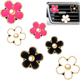Frienda 6 Pcs Daisy Flower Air Vent Clip Air Freshener Outlet Clip Car Air Conditioning Clip Charm Car Inter Decor(Red, Pink,