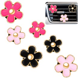 Frienda 6 Pcs Daisy Flower Air Vent Clip Air Freshener Outlet Clip Car Air Conditioning Clip Charm Car Inter Decor(Red, Pink,
