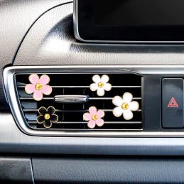 Frienda 6 Pcs Daisy Flower Air Vent Clip Air Freshener Outlet Clip Car Air Conditioning Clip Charm Car Inter Decor(Red, Pink,