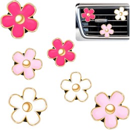 Frienda 6 Pcs Daisy Flower Air Vent Clip Air Freshener Outlet Clip Car Air Conditioning Clip Charm Car Inter Decor(Red, Pink,