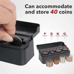 SINGARO Coin Holder for Car, Coin Change Organizer Compatible with Coins of Different Sizes, Dash-Mounted Holder Suitable for