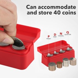 SINGARO Coin Holder for Car, Coin Change Organizer Compatible with Coins of Different Sizes, Dash-Mounted Holder Suitable for