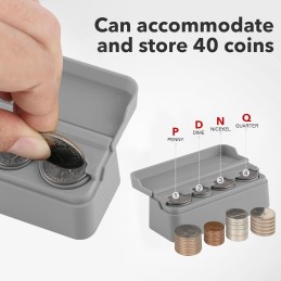 SINGARO Coin Holder for Car, Coin Change Organizer Compatible with Coins of Different Sizes, Dash-Mounted Holder Suitable for