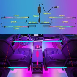 Nilight - TR-06 4PCS 48 LED Interior Lights DC 12V Multicolor Music Car Strip Light Under Dash Lighting Kit with Sound Active