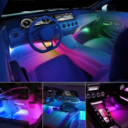 Nilight - TR-06 4PCS 48 LED Interior Lights DC 12V Multicolor Music Car Strip Light Under Dash Lighting Kit with Sound Active