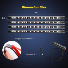 Nilight - TR-06 4PCS 48 LED Interior Lights DC 12V Multicolor Music Car Strip Light Under Dash Lighting Kit with Sound Active