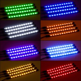 Nilight - TR-06 4PCS 48 LED Interior Lights DC 12V Multicolor Music Car Strip Light Under Dash Lighting Kit with Sound Active