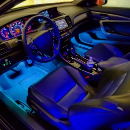 Nilight - TR-06 4PCS 48 LED Interior Lights DC 12V Multicolor Music Car Strip Light Under Dash Lighting Kit with Sound Active