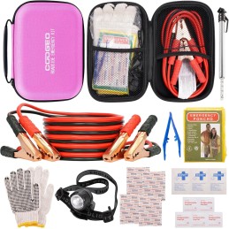 Roadside Assistance Emergency Kit Multipurpose Bag, Premium with Battery Jumper Cable Automotive Kit for Car,Vehicle, Truck or