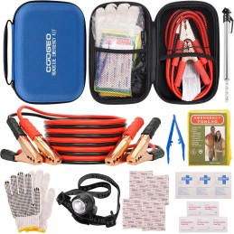 Roadside Assistance Emergency Kit Multipurpose Bag, Premium with Battery Jumper Cable Automotive Kit for Car,Vehicle, Truck or