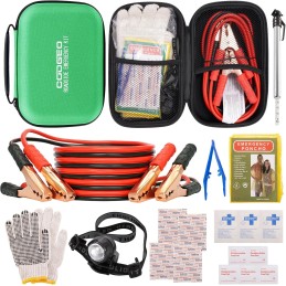Roadside Assistance Emergency Kit Multipurpose Bag, Premium with Battery Jumper Cable Automotive Kit for Car,Vehicle, Truck or