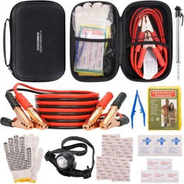 Roadside Assistance Emergency Kit Multipurpose Bag, Premium with Battery Jumper Cable Automotive Kit for Car,Vehicle, Truck or