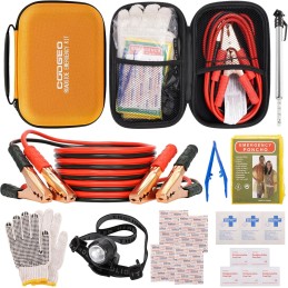 Roadside Assistance Emergency Kit Multipurpose Bag, Premium with Battery Jumper Cable Automotive Kit for Car,Vehicle, Truck or