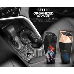 Ginsco Car Cup Holder Trash Can, Leakproof Mini Trash with Lid and 90 Bags, 2 Pack for Car and Home with 2 ABS Hooks, Black