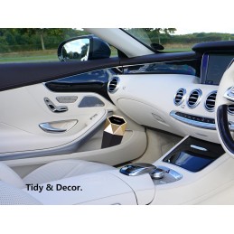 Ginsco Car Cup Holder Trash Can, Leakproof Mini Trash with Lid and 90 Bags, 2 Pack for Car and Home with 2 ABS Hooks, Black