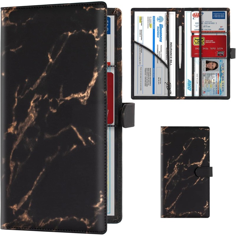 TOURSUIT Car Registration and Insurance Card Holder, Vehicle License Document Glove Box Compartment Organizer, Interior Car