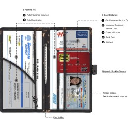 TOURSUIT Car Registration and Insurance Card Holder, Vehicle License Document Glove Box Compartment Organizer, Interior Car