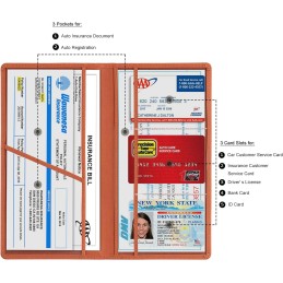 TOURSUIT Car Registration and Insurance Card Holder, Vehicle License Document Glove Box Compartment Organizer, Interior Car