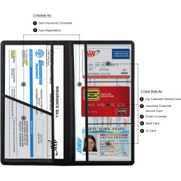 TOURSUIT Car Registration and Insurance Card Holder, Vehicle License Document Glove Box Compartment Organizer, Interior Car